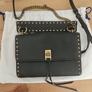 NWOT Rebecca Minkoff Small Black Leather Darren Top Handle Crossbody W/dustbag